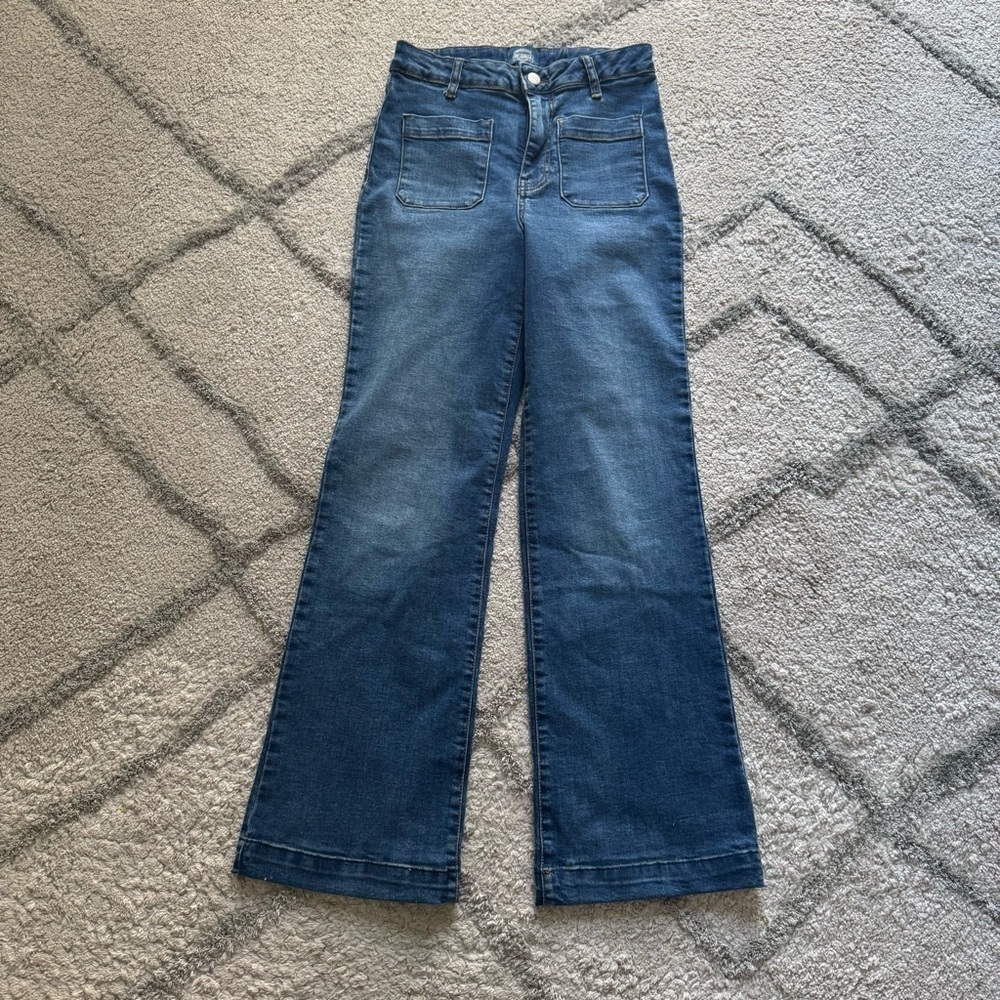 Cambridge Dry Goods flare jeans patch pockets high rise  size 28